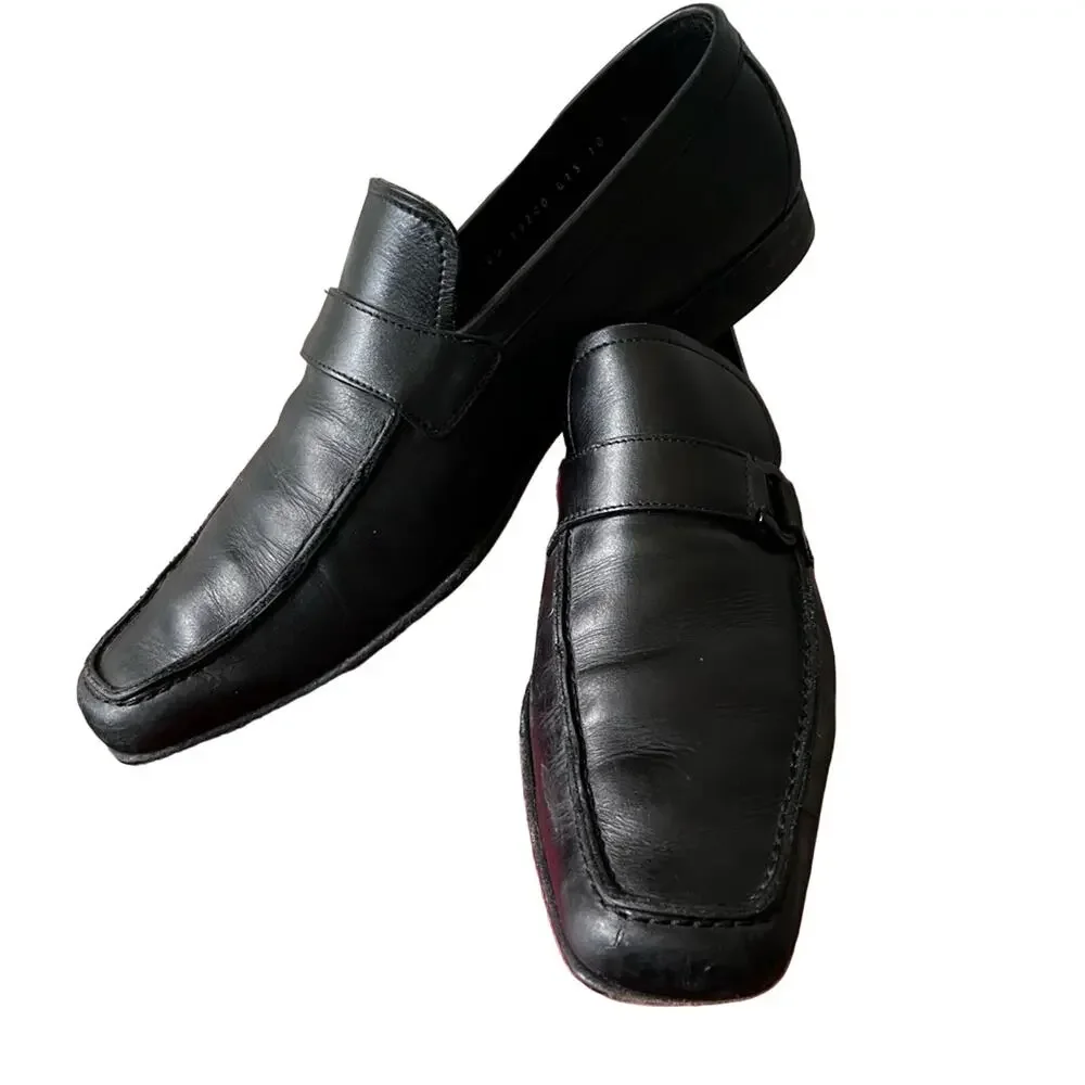 Salvatore Ferragamo Black Leather Loafers Shoes Men’s 10